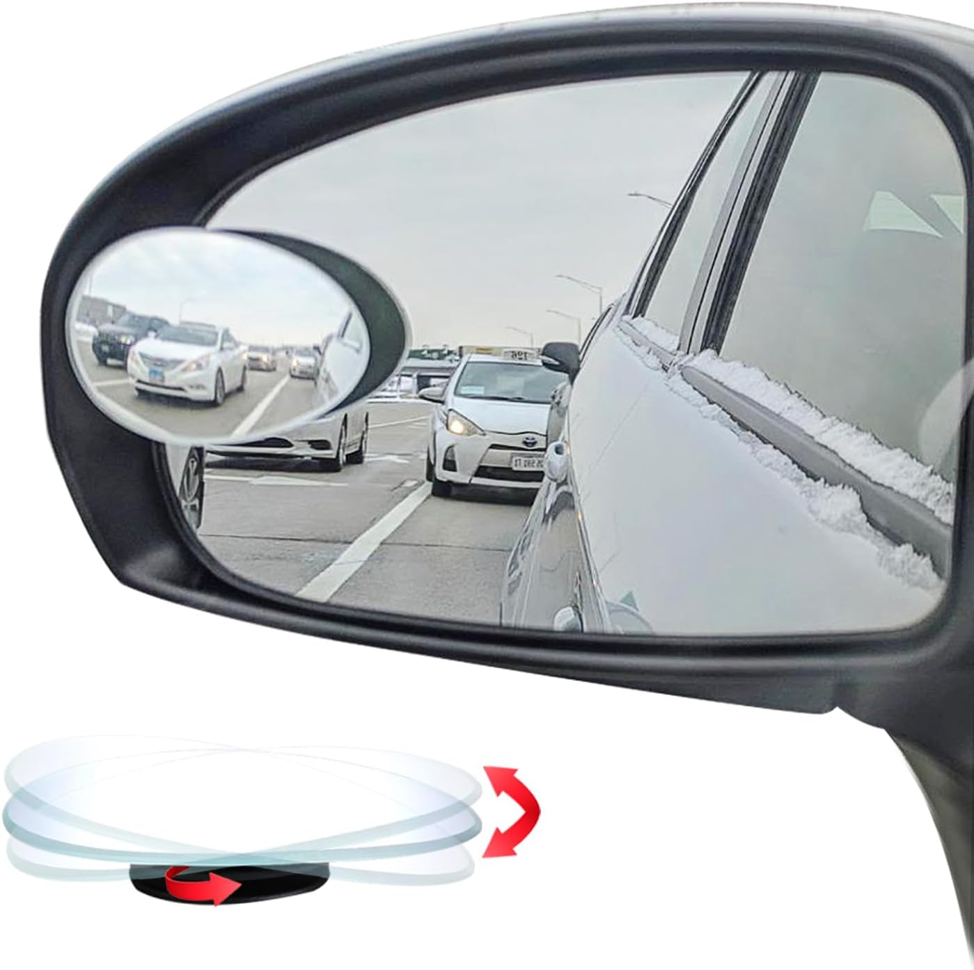 Ampper Blind Spot Mirror HD Glass Frameless Convex Rear View Mirror