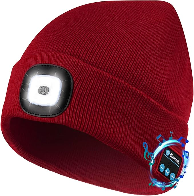 Etsfmoa Unisex Bluetooth Beanie Hat with Light Wireless Headphones