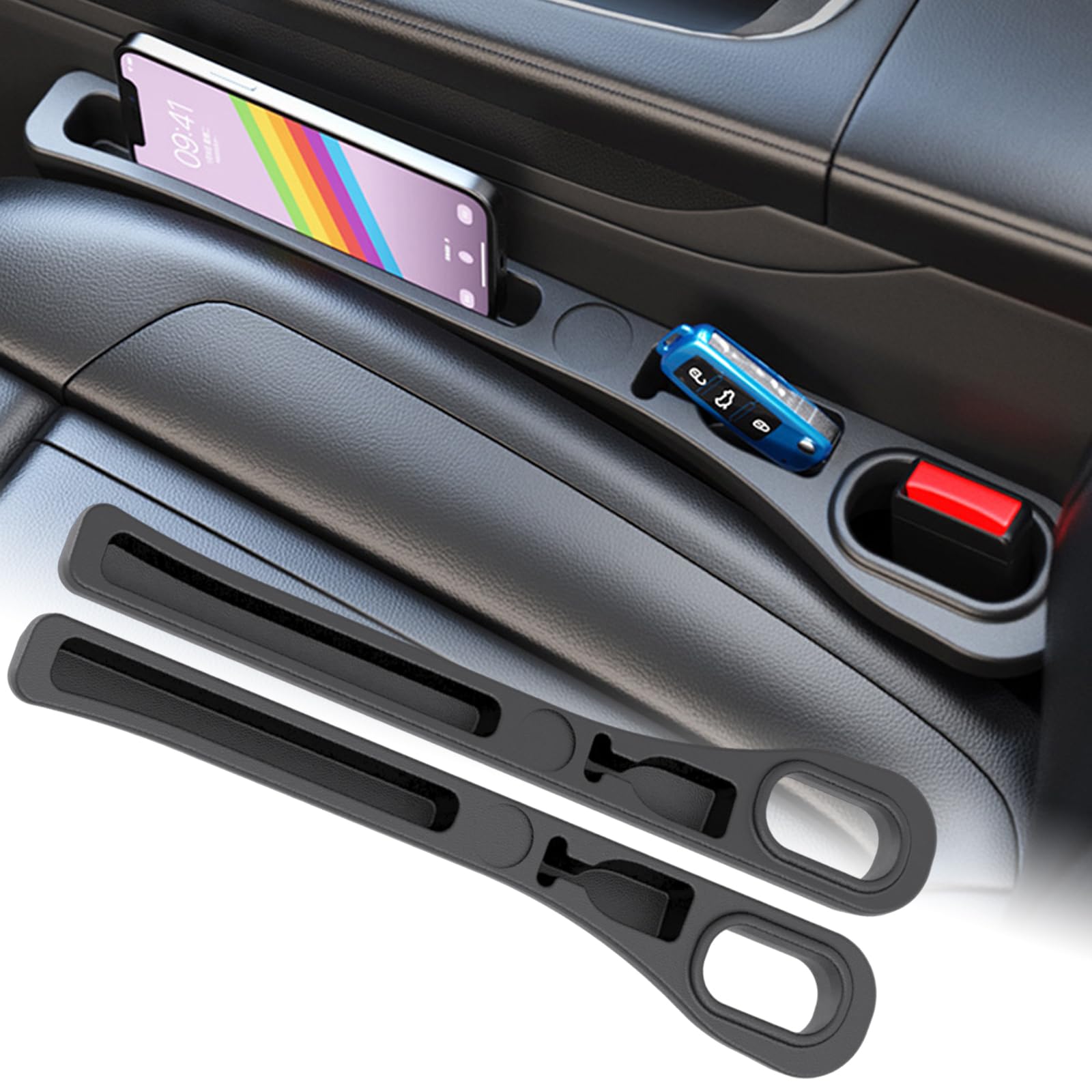 Car Seat Gap Filler Organizer Universal for Car SUV Truck Accessories Seat Gap Plug Blocker with Storage Slot Fill The Gap Between Seat and Console Black 2Pcs