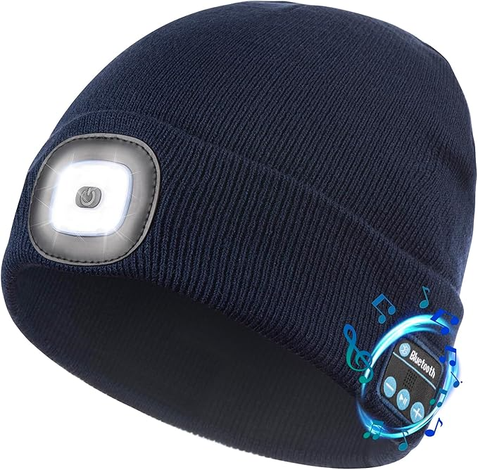 Etsfmoa Unisex Bluetooth Beanie Hat with Light Wireless Headphones