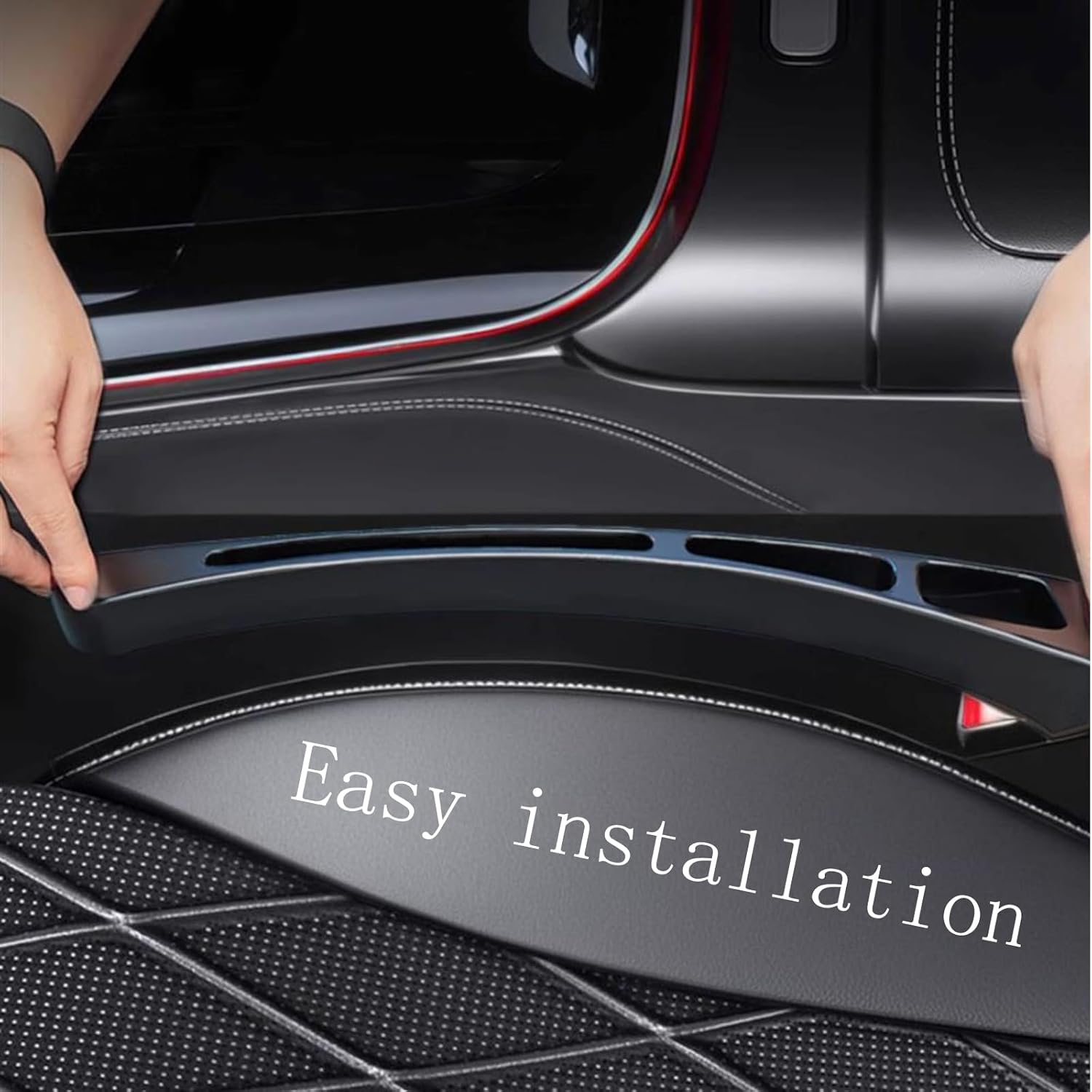 Car Seat Gap Filler Organizer Universal for Car SUV Truck Accessories Seat Gap Plug Blocker with Storage Slot Fill The Gap Between Seat and Console Black 2Pcs