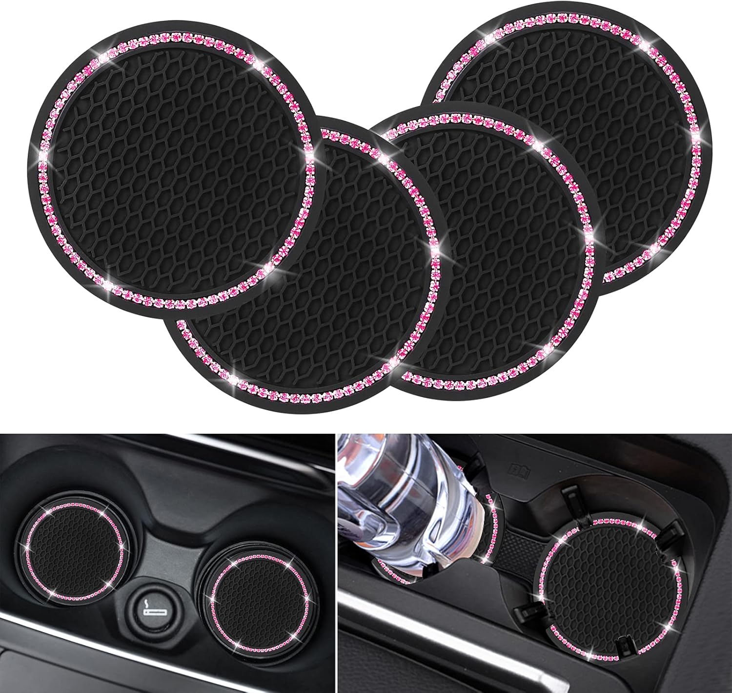 4 Pack Car Coasters, Universal Vehicle Bling Car Coaster