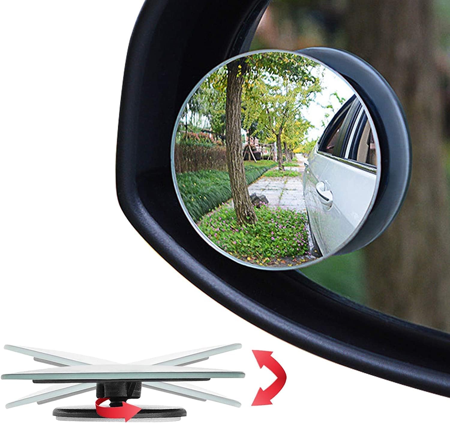 Ampper Blind Spot Mirror HD Glass Frameless Convex Rear View Mirror