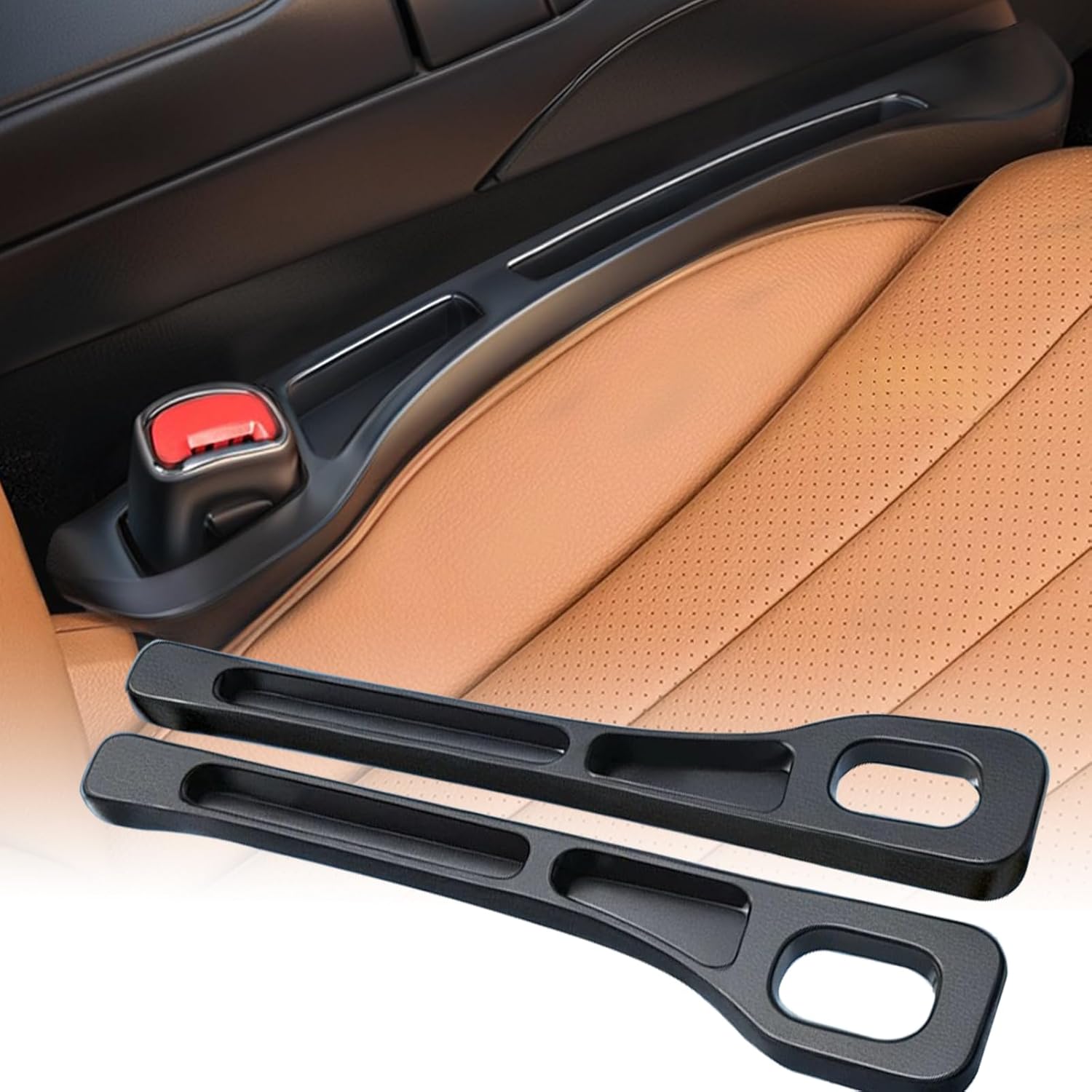 Car Seat Gap Filler Organizer Universal for Car SUV Truck Accessories Seat Gap Plug Blocker with Storage Slot Fill The Gap Between Seat and Console Black 2Pcs