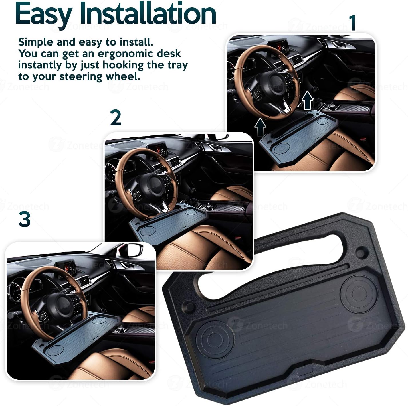 ZONETECH Car Steering Wheel Eating Tray Desk