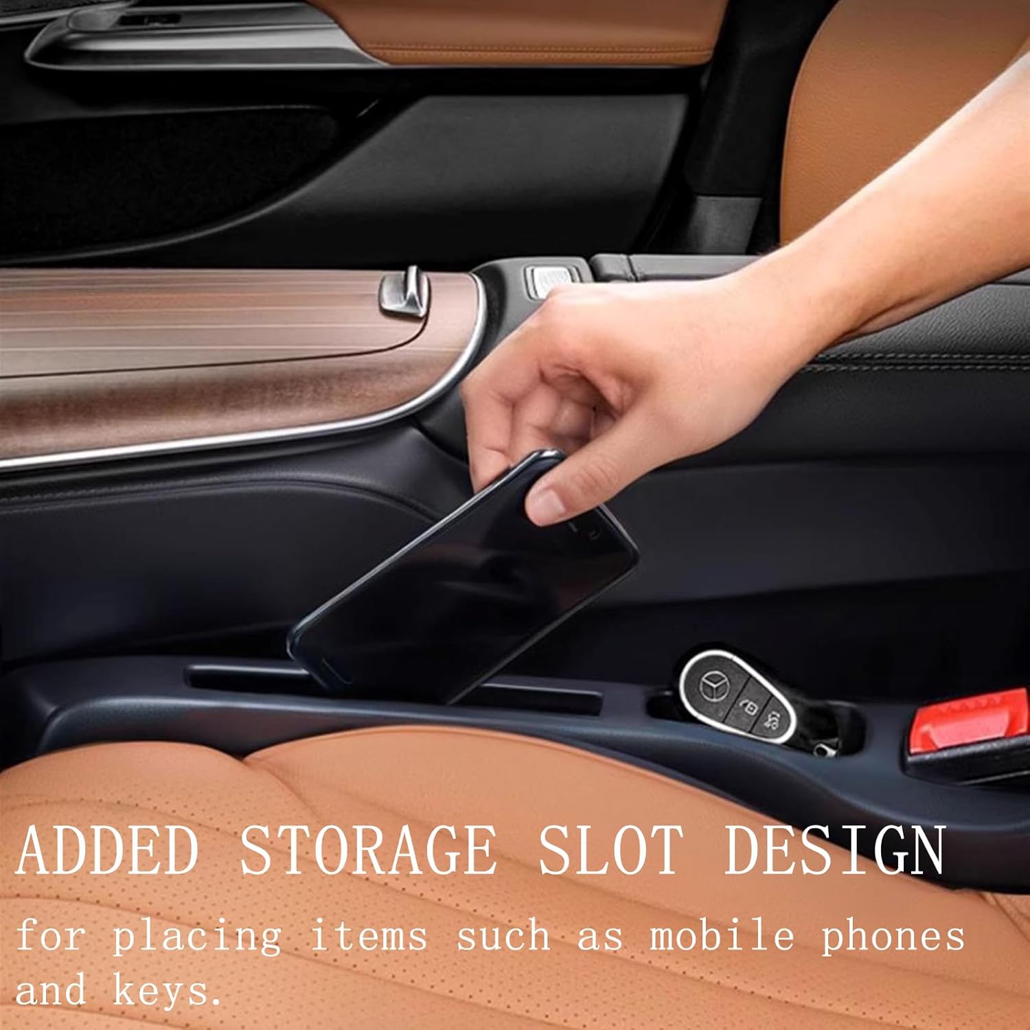 Car Seat Gap Filler Organizer Universal for Car SUV Truck Accessories Seat Gap Plug Blocker with Storage Slot Fill The Gap Between Seat and Console Black 2Pcs