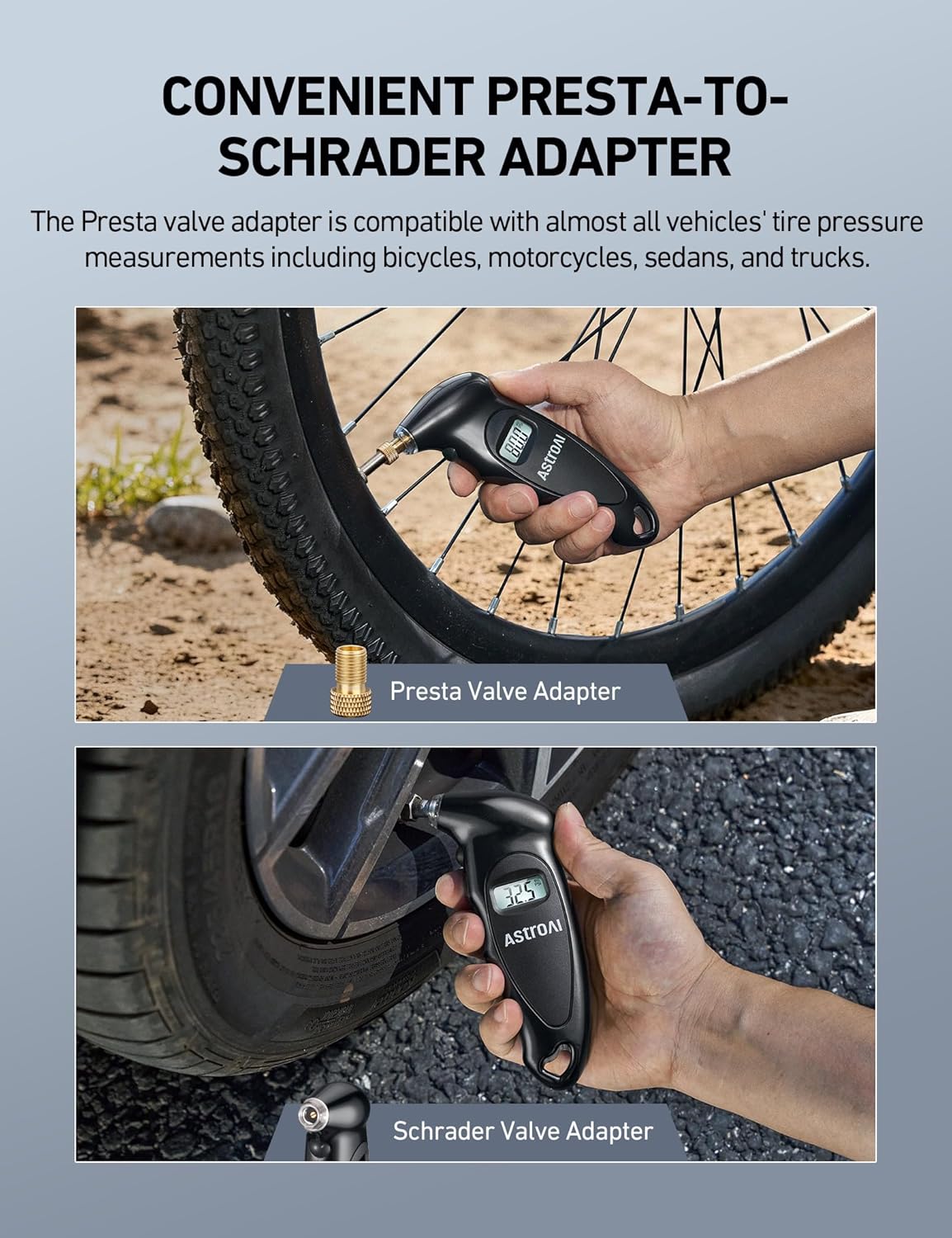 AstroAI Digital Tire Pressure Gauge with Replaceable AAA Batteries