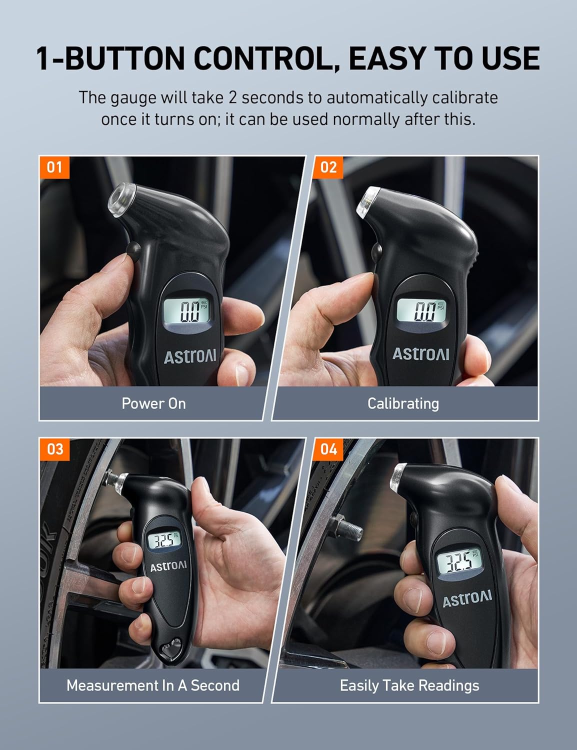 AstroAI Digital Tire Pressure Gauge with Replaceable AAA Batteries