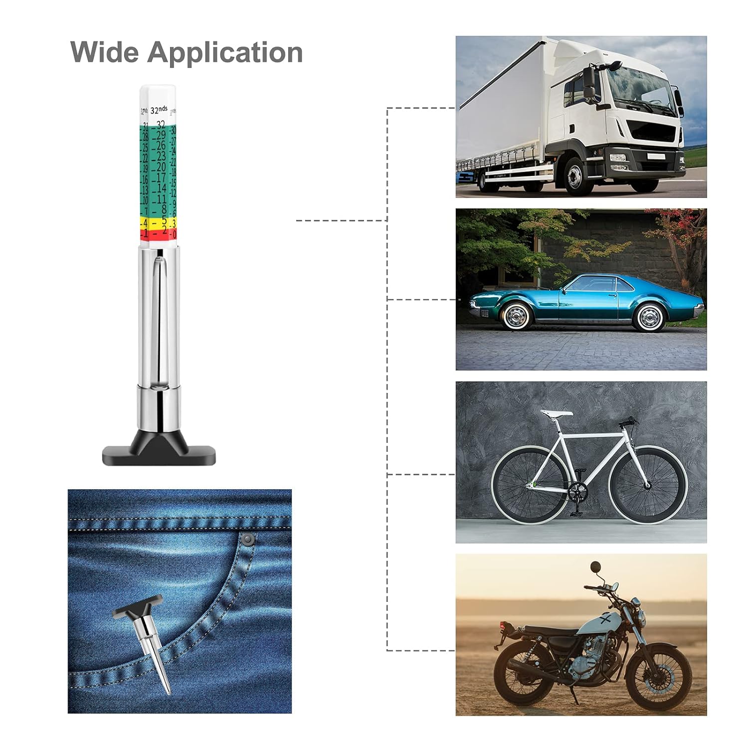 GODESON 88702 Smart Color Coded Tire Tread Depth Gauge