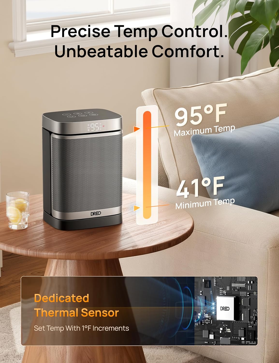 Dreo Space Heater, 1500W Portable Electric Heaters for Indoor Use