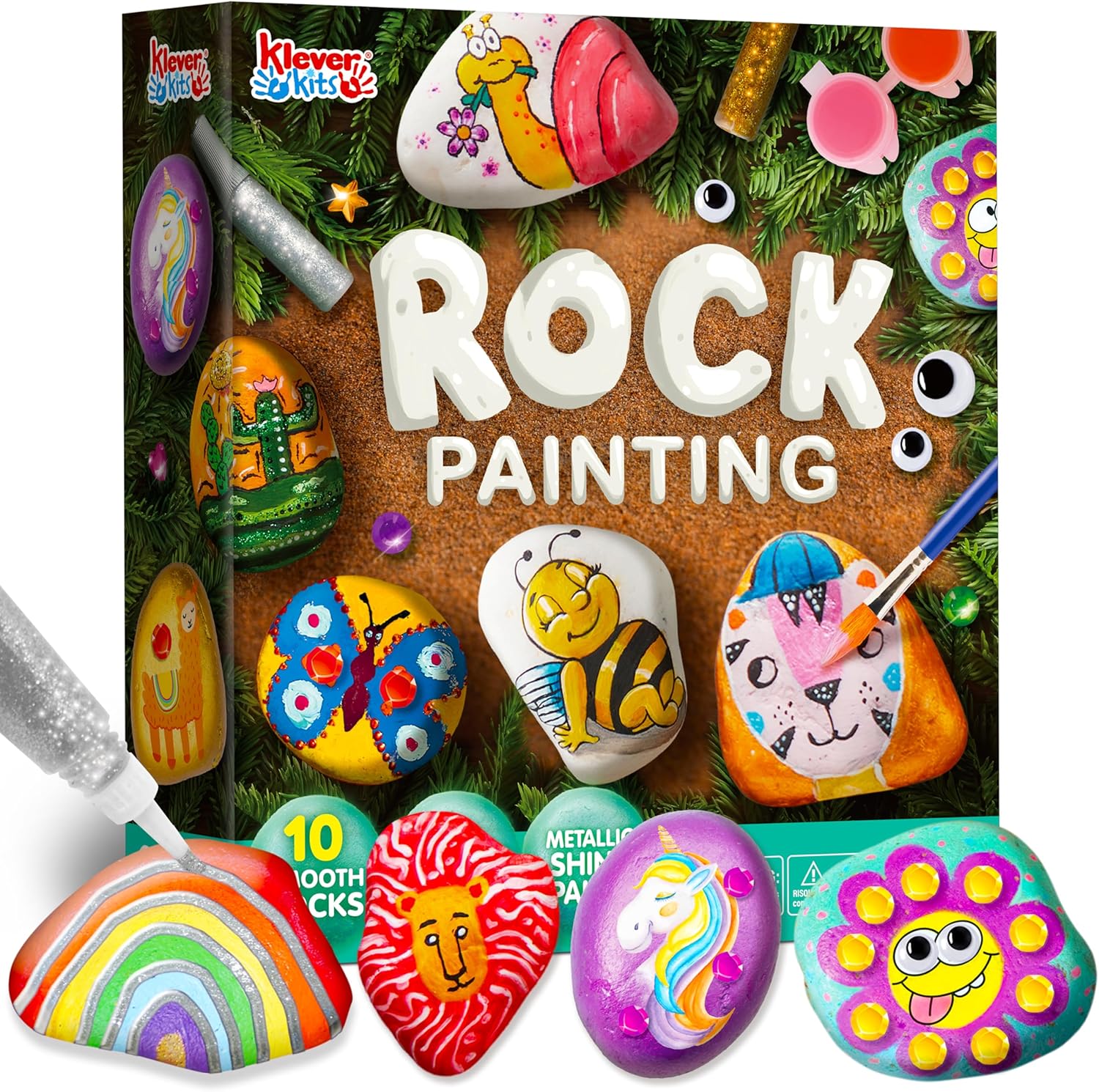 Rock Painting Kit- Glow in The Dark Rock Kit, Arts and Crafts for Kids Ages 6-12