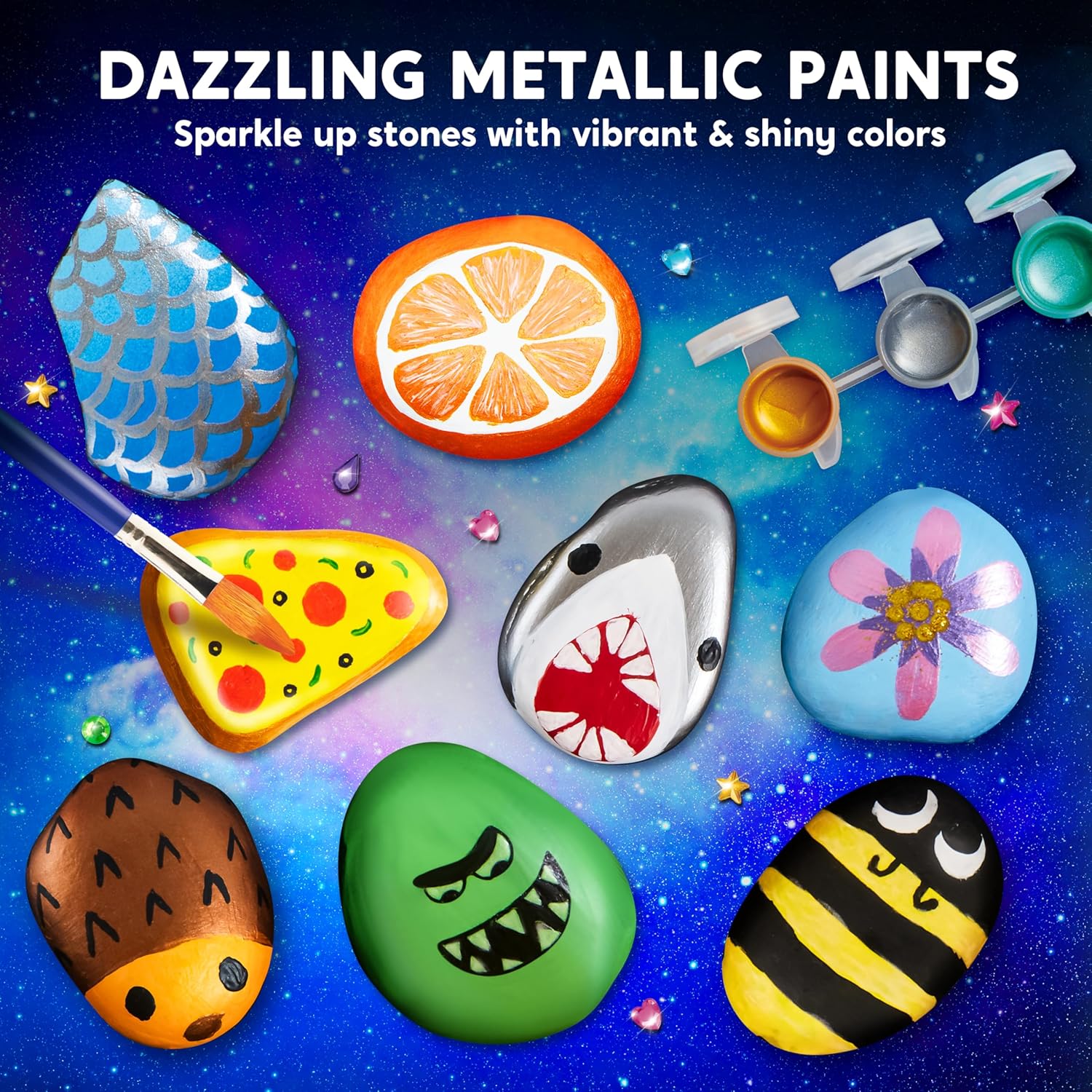 Rock Painting Kit- Glow in The Dark Rock Kit, Arts and Crafts for Kids Ages 6-12
